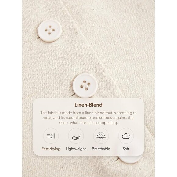 Women's French Riviera Vacation Linen-blend Button Tube Crop Top - Picture 5 of 6